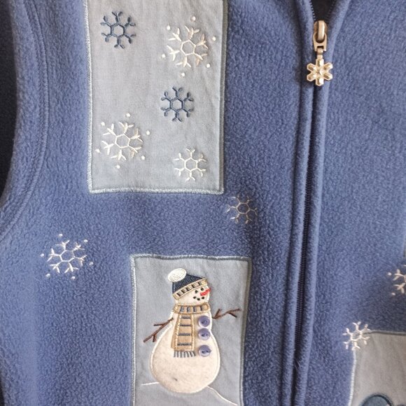 Women's Accent Collection Snowman Design Fleece Zippered Jacket Size Medium - Picture 3 of 7